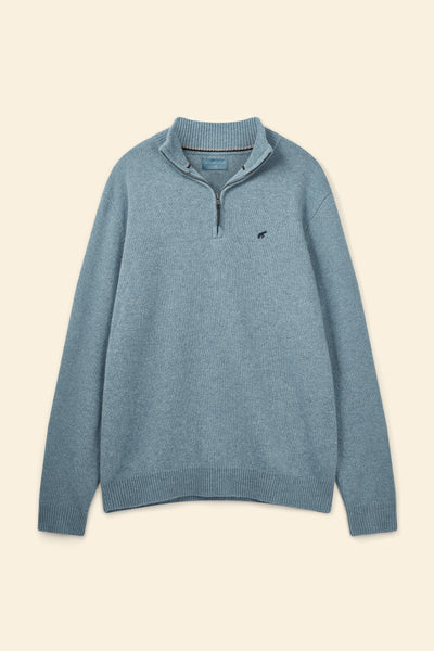 Men's Colesbourne Half Zip Jumper 100% Lambswool in Blue Beaufort