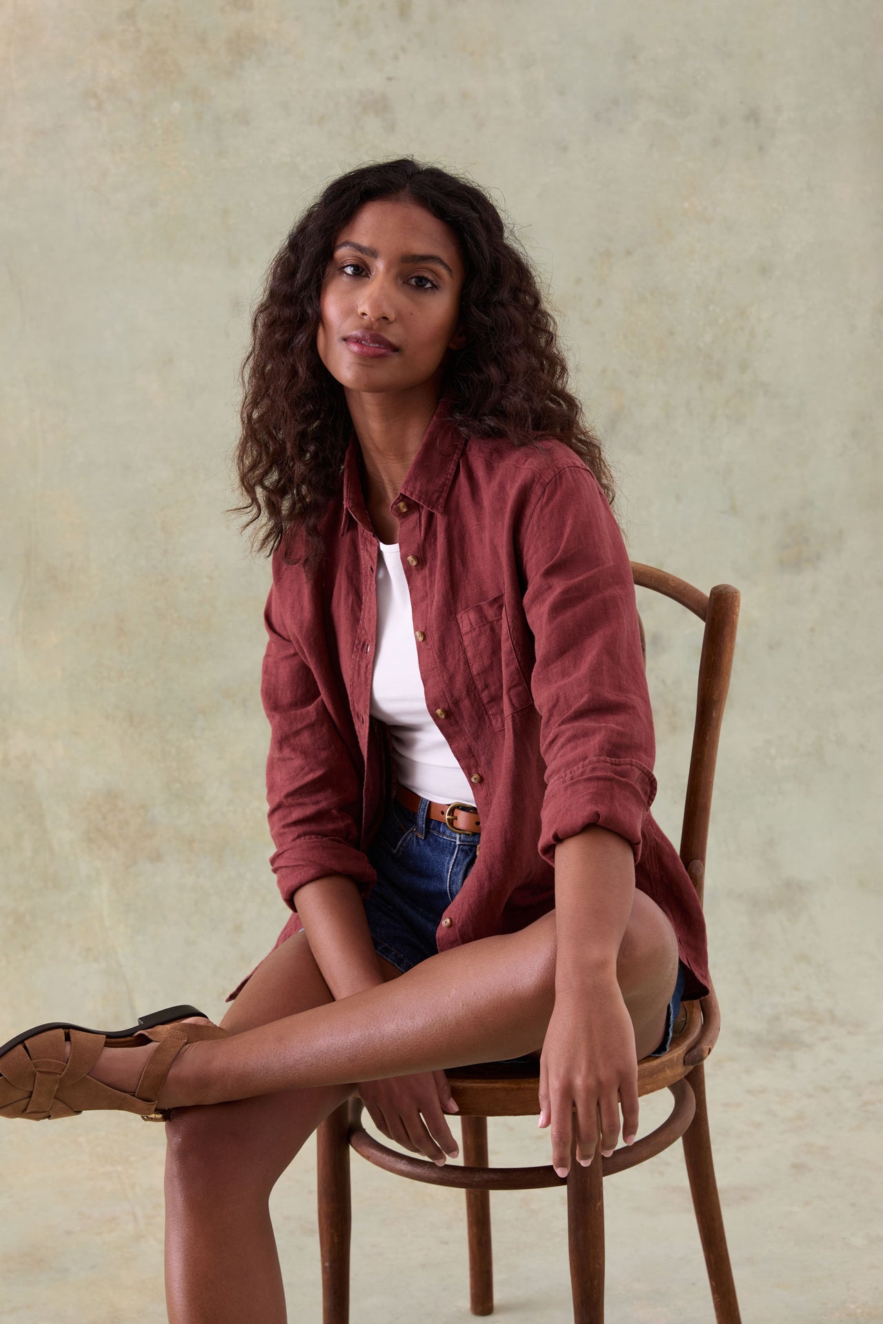 Burley Washed Rust Linen Shirt
