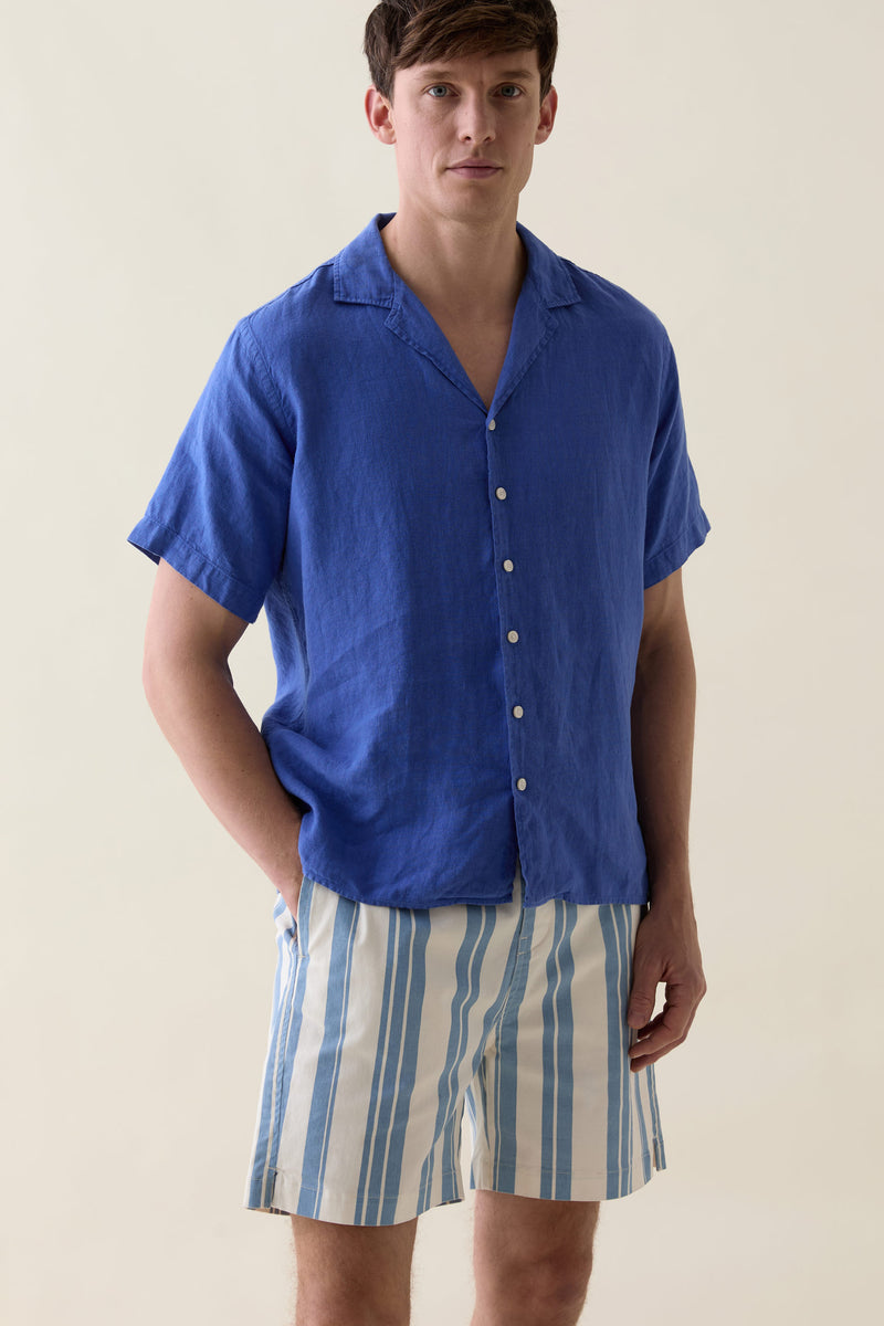 Dunsfold Blue Printed Stripe Shorts