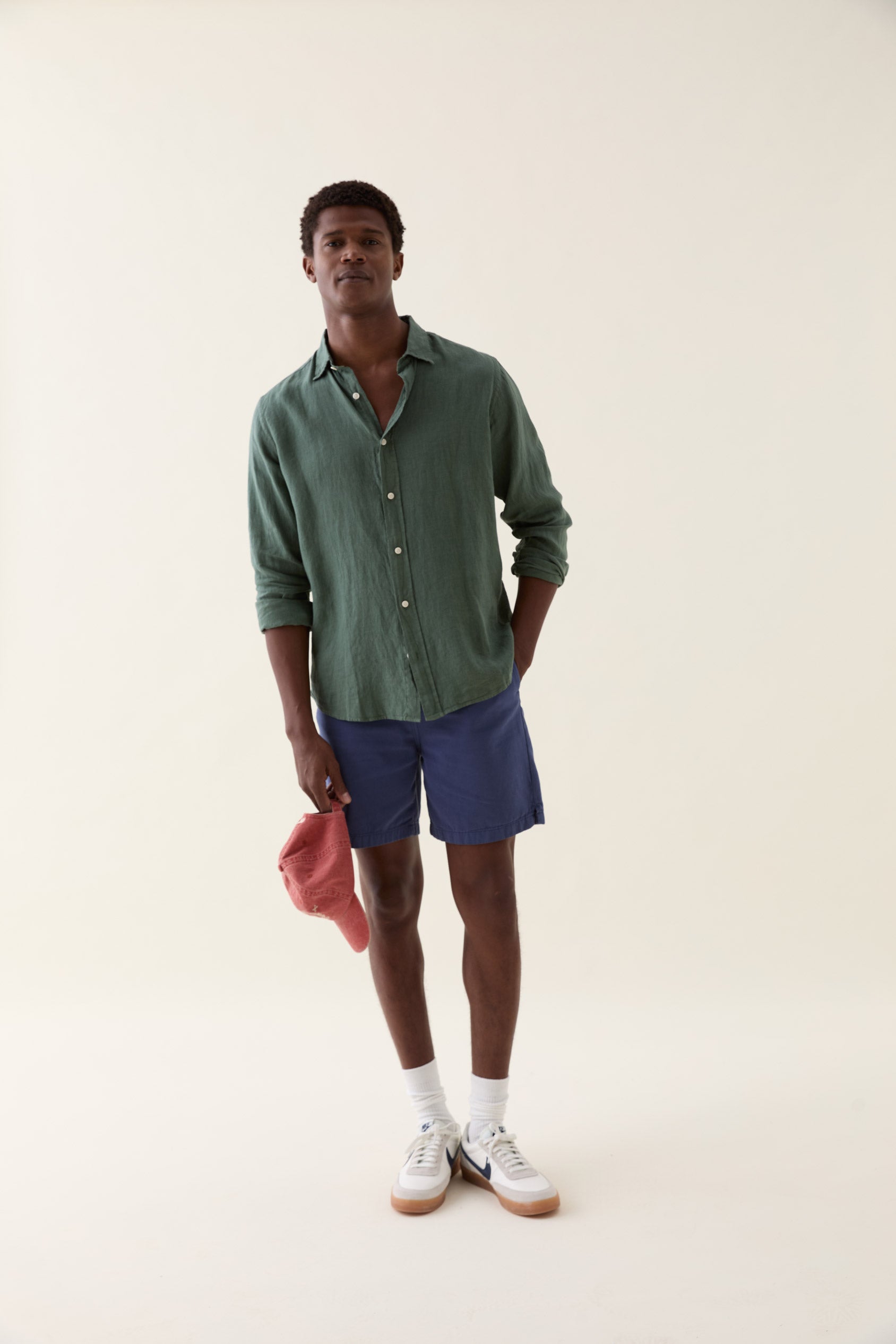 Ewhurst Navy Cotton Linen Shorts