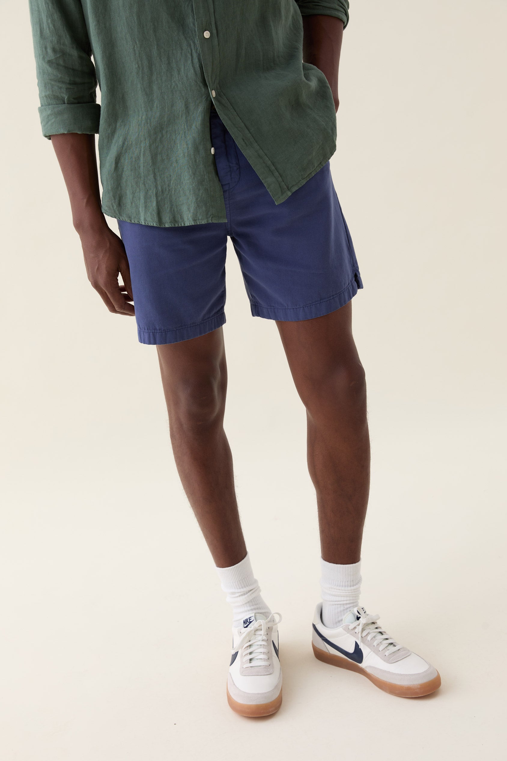 Ewhurst Navy Cotton Linen Shorts