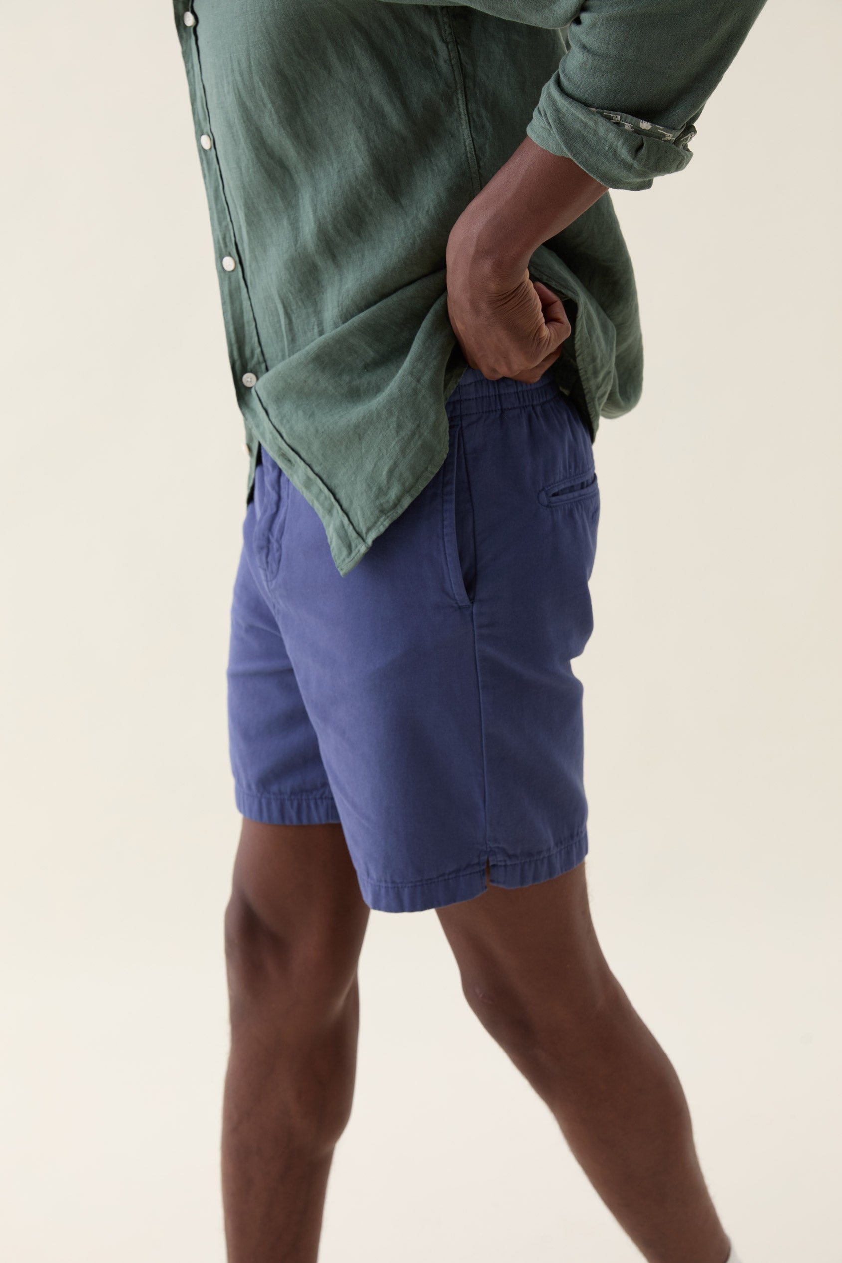 Ewhurst Navy Cotton Linen Shorts