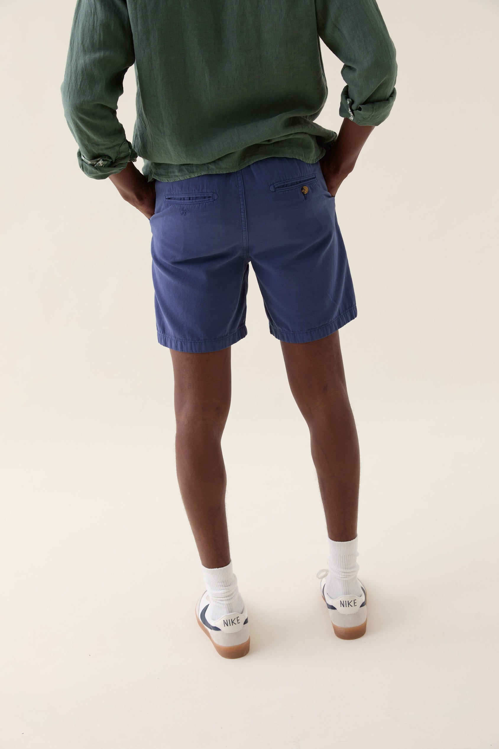 Ewhurst Navy Cotton Linen Shorts