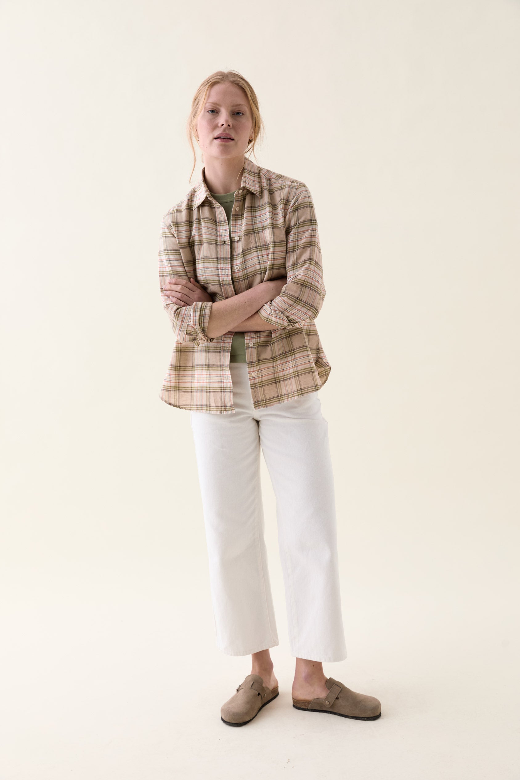 Frimley Khaki Check Linen Shirt