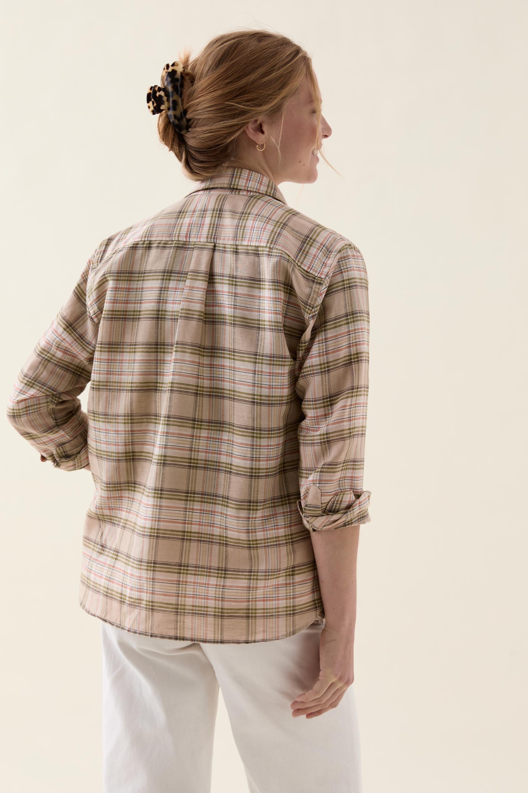Frimley Khaki Check Linen Shirt