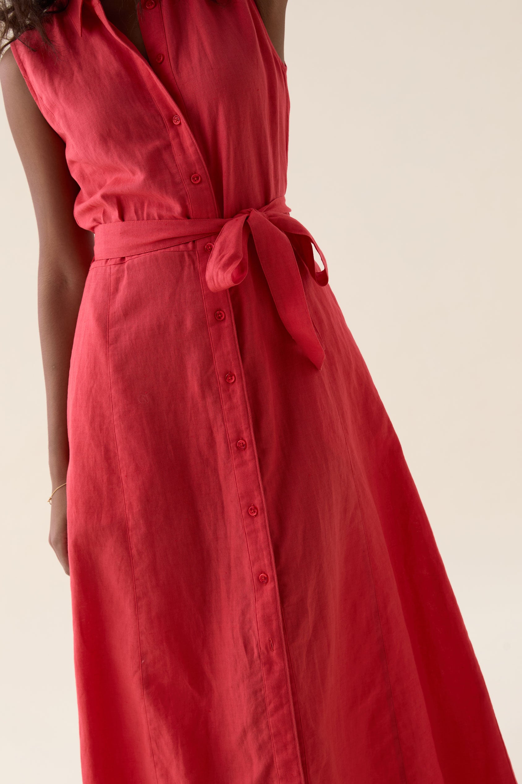 Holmbury Red Linen Shirt Dress