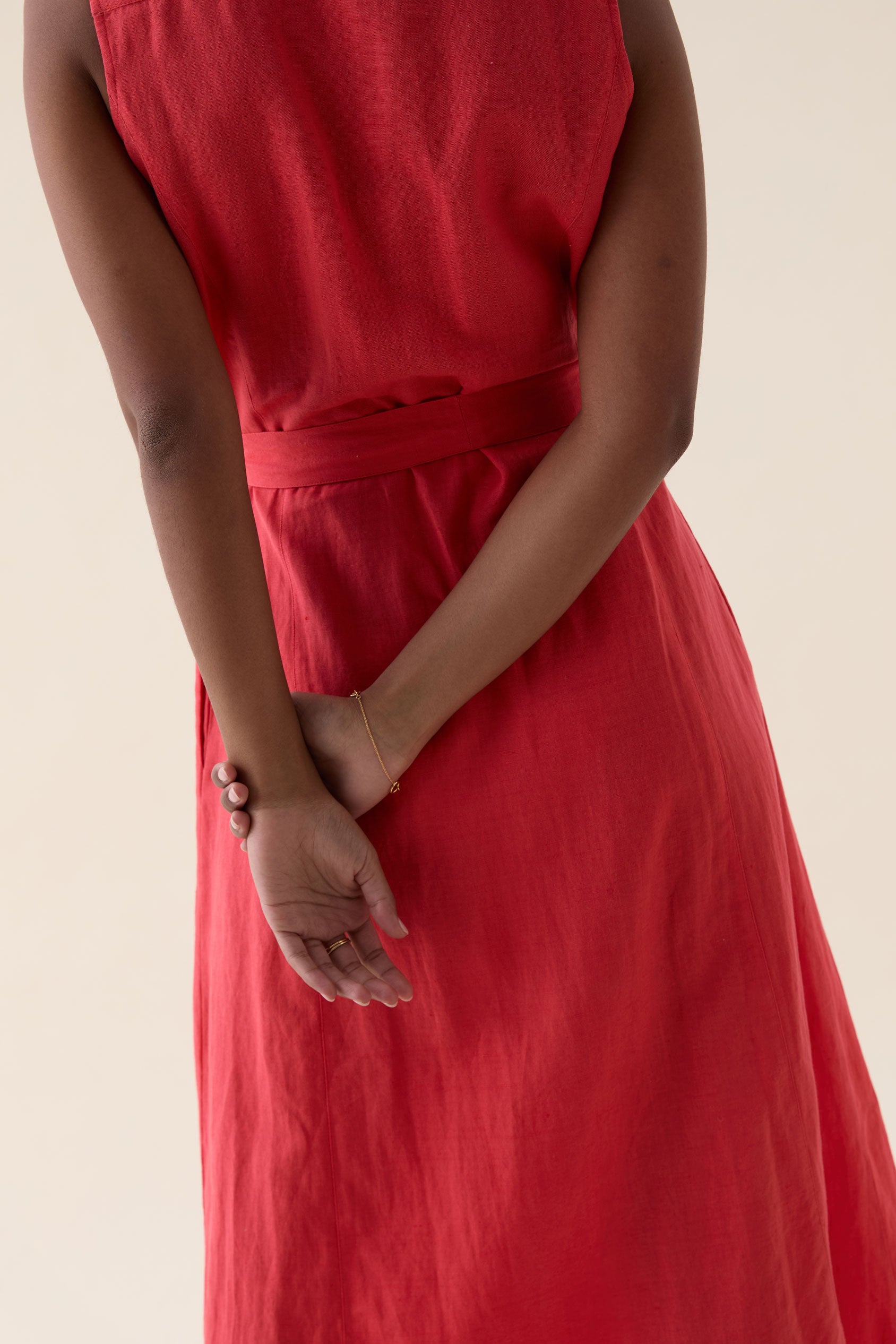 Holmbury Red Linen Shirt Dress