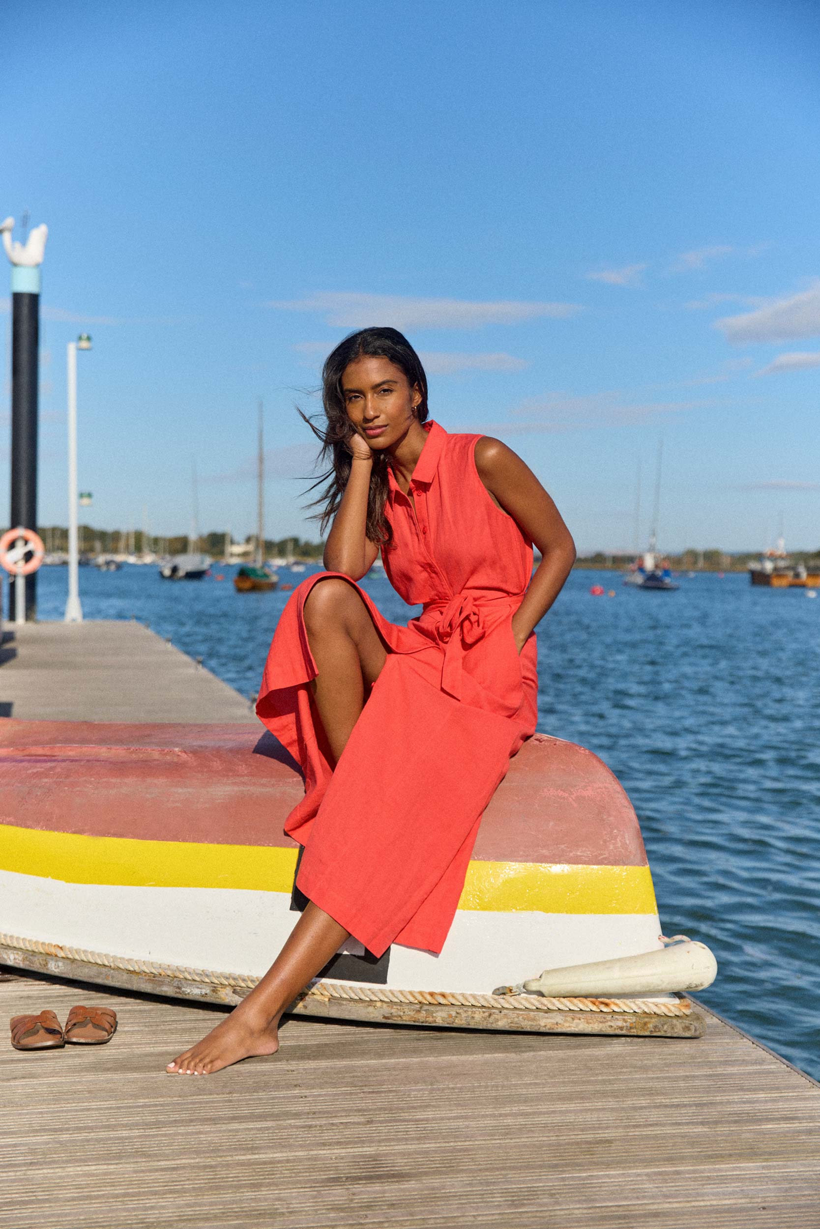 Holmbury Red Linen Shirt Dress