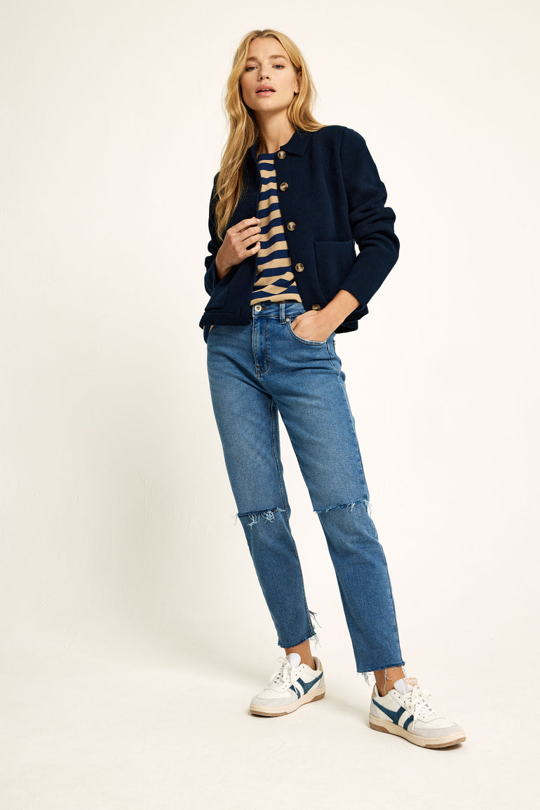 Roslin Navy Knitted Jacket