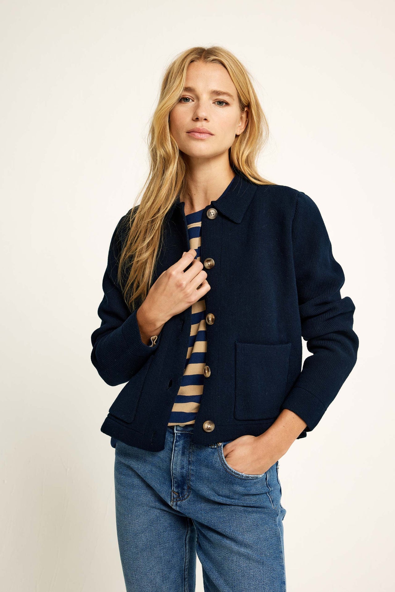Roslin Navy Knitted Jacket