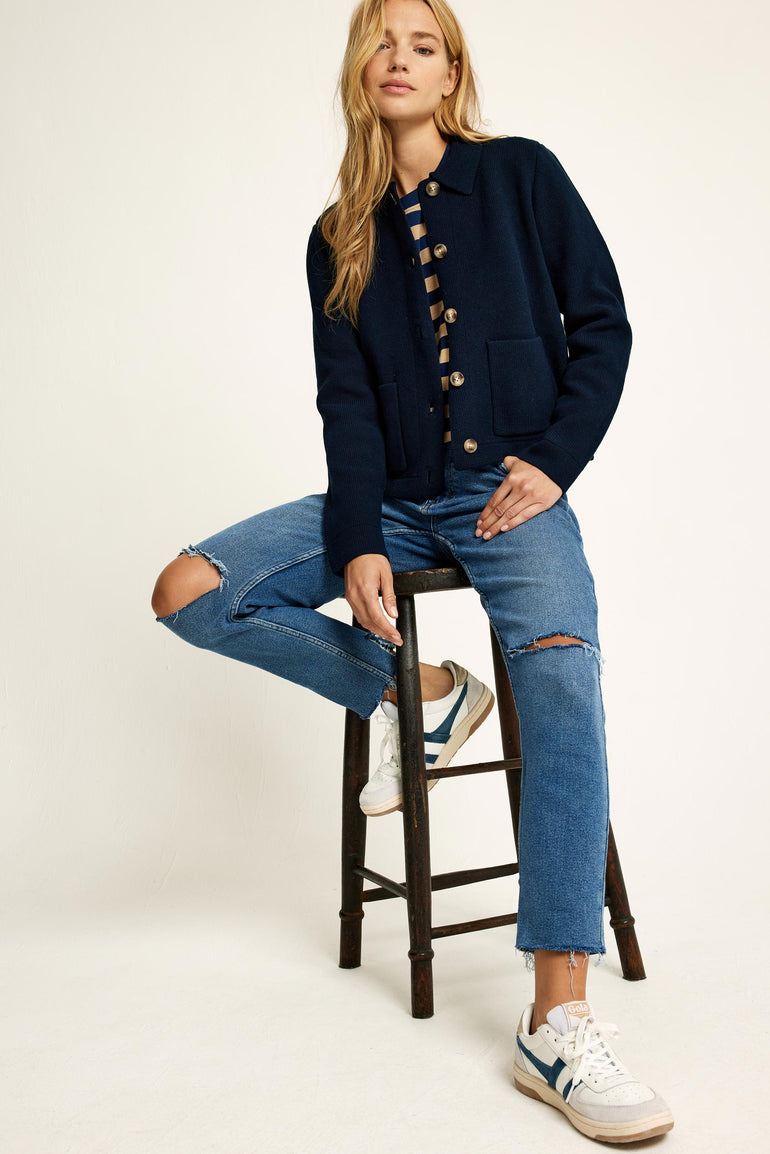 Roslin Navy Knitted Jacket