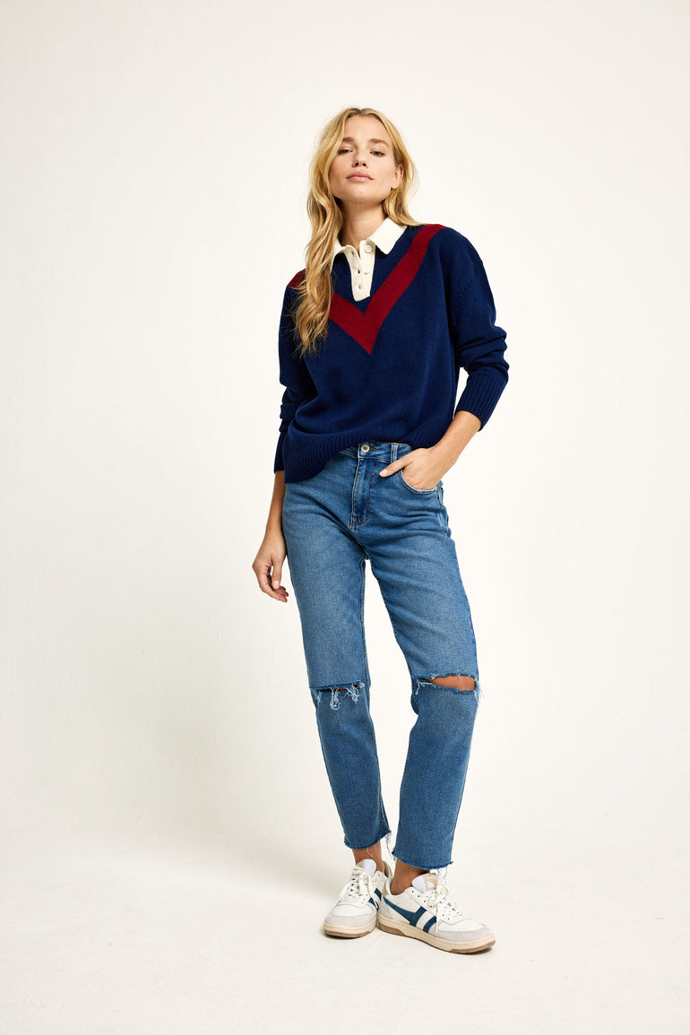 Dyce Navy Knitted Rugby