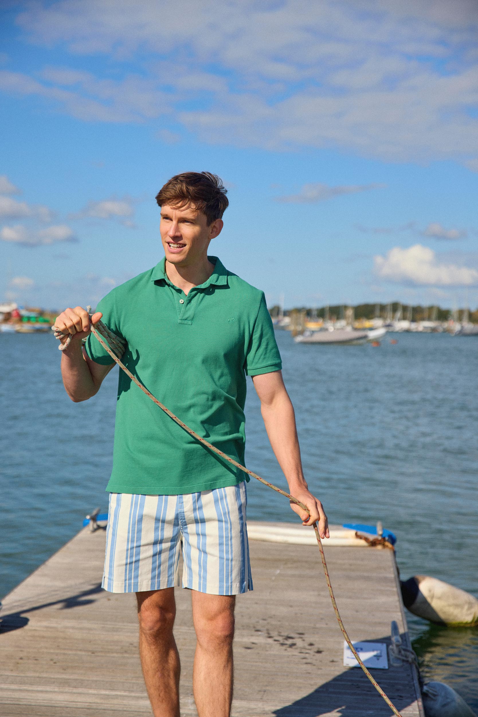 Dunsfold Blue Printed Stripe Shorts