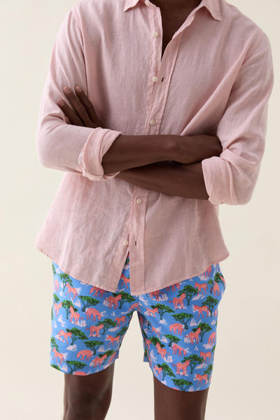 Men's Mountain Zebra Swim Shorts 100% Polyester in Blue Beaufort