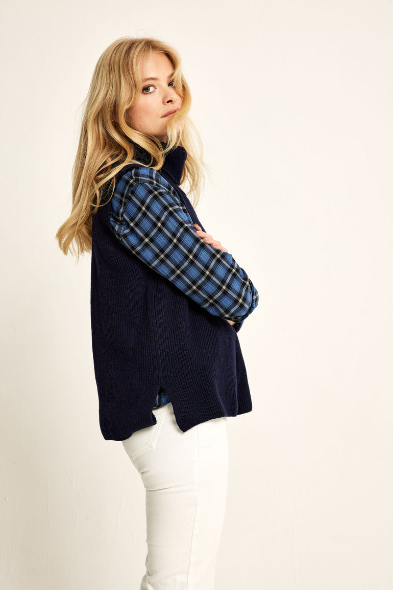 Bellshill Navy Roll Neck Vest