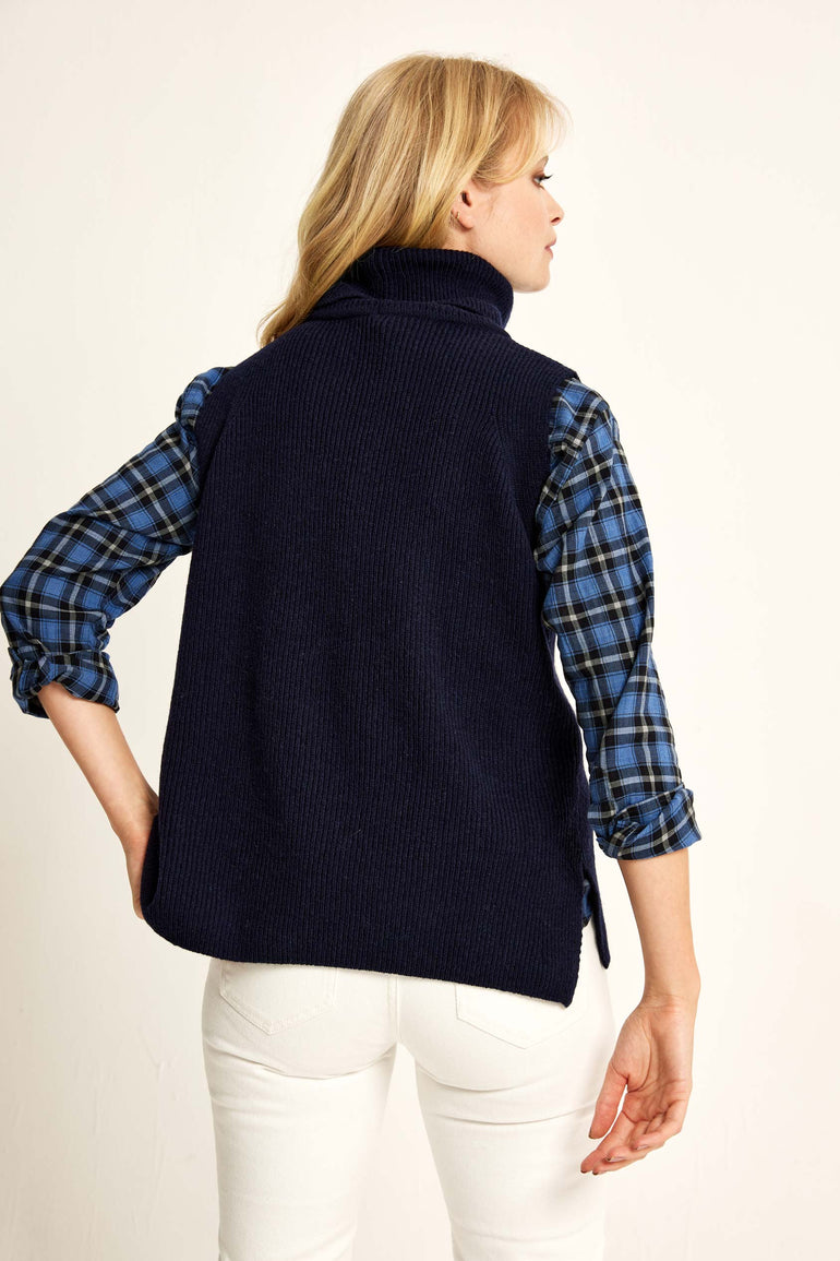 Bellshill Navy Roll Neck Vest