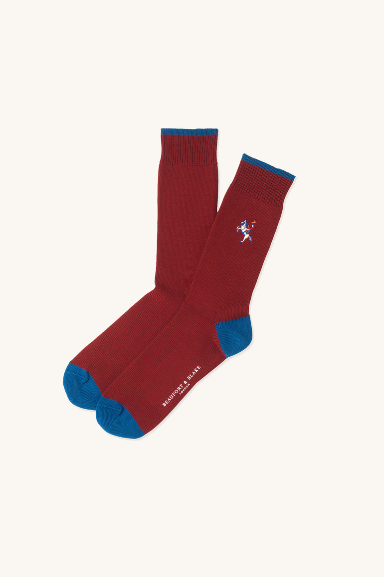 Wild West Merlot Embroidered Socks