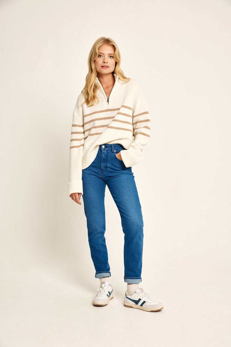 Exbury Stripe Half Zip Jumper