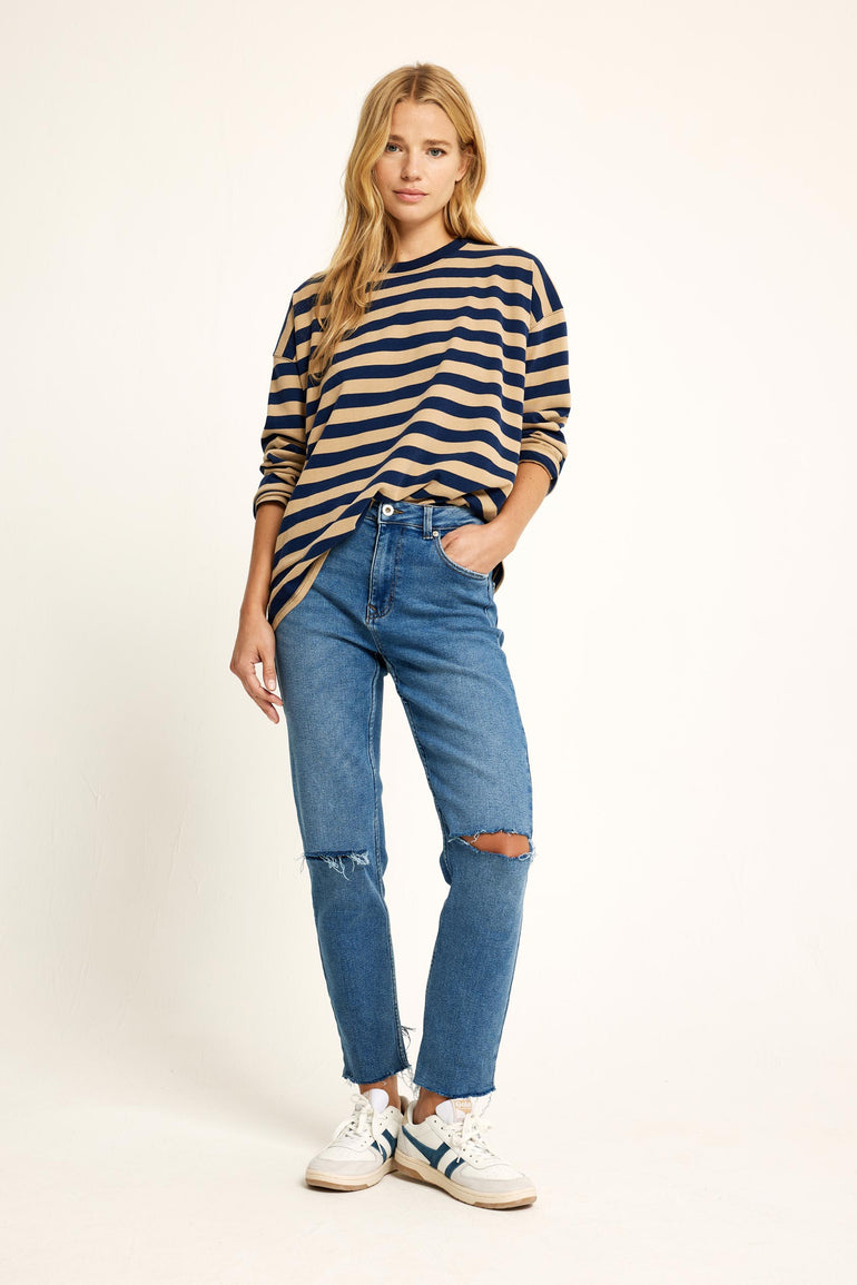 Colemore Camel Stripe Long Sleeve Tee