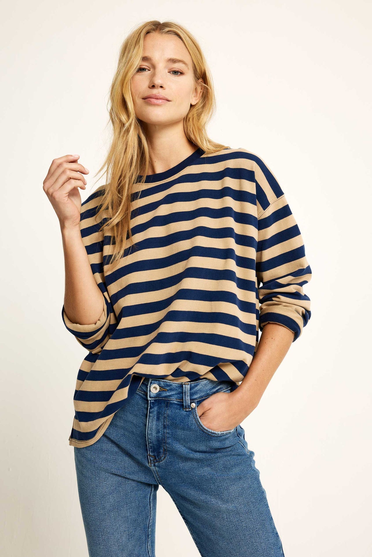 Colemore Camel Stripe Long Sleeve Tee