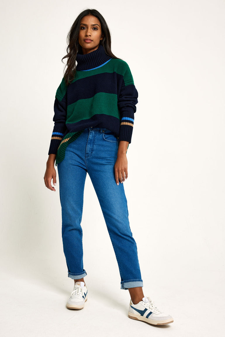 Turriff Pine Stripe Roll Neck Jumper
