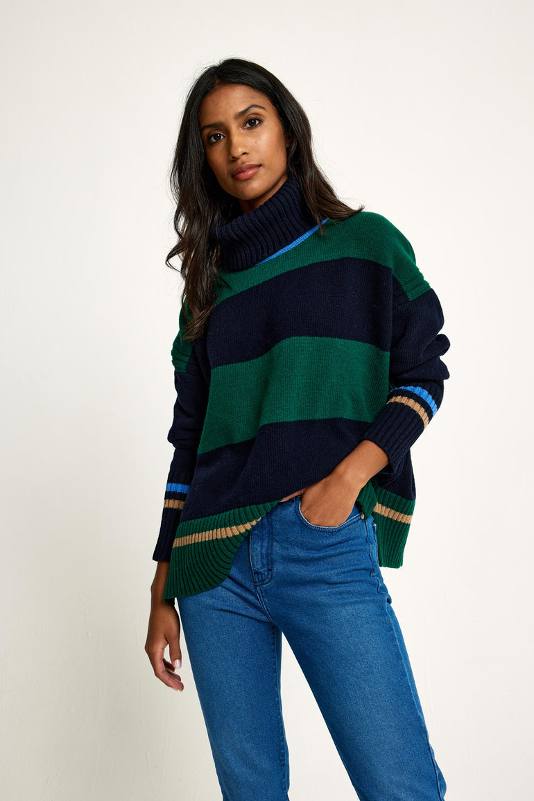 Turriff Pine Stripe Roll Neck Jumper