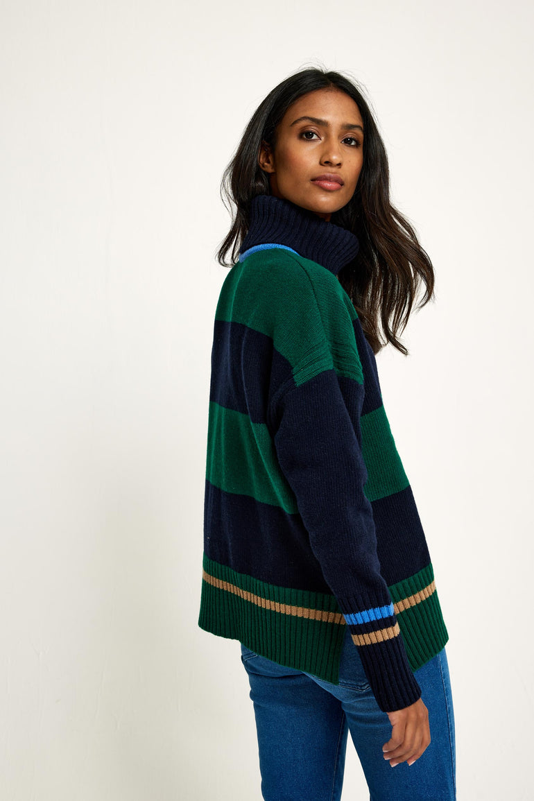 Turriff Pine Stripe Roll Neck Jumper