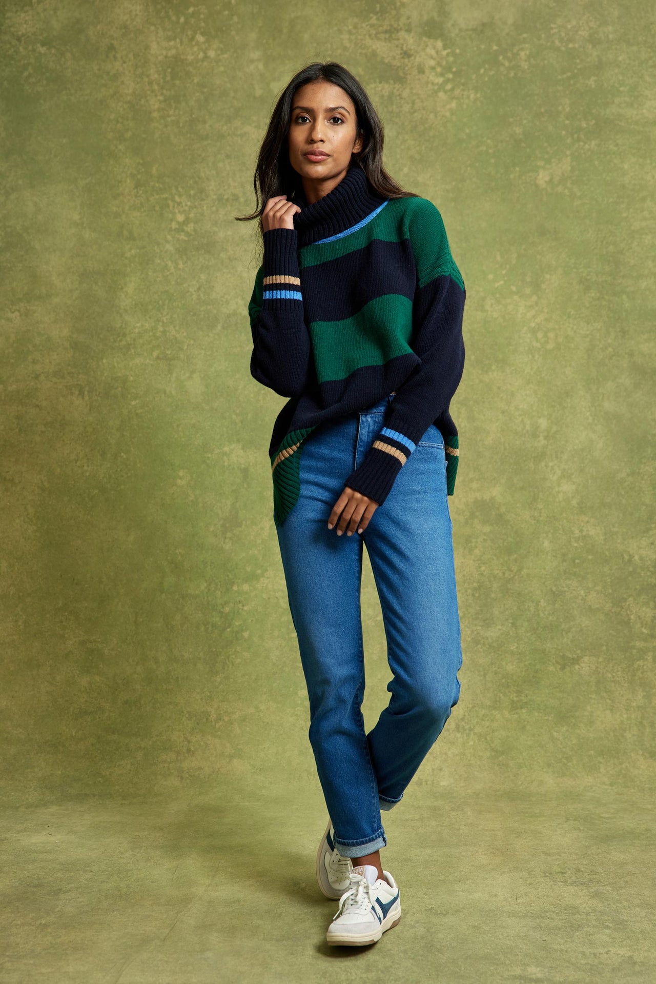 Turriff Pine Stripe Roll Neck Jumper