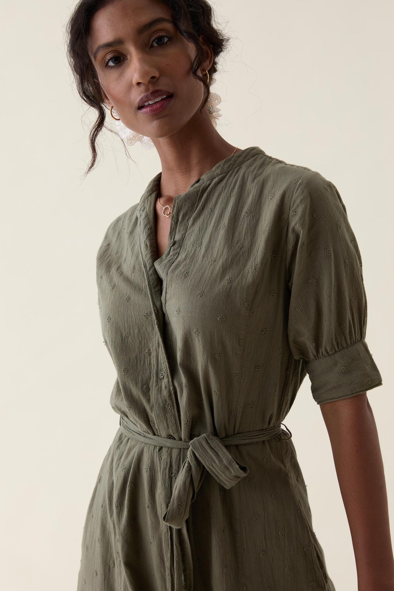 Whiteley Khaki Broderie Dress