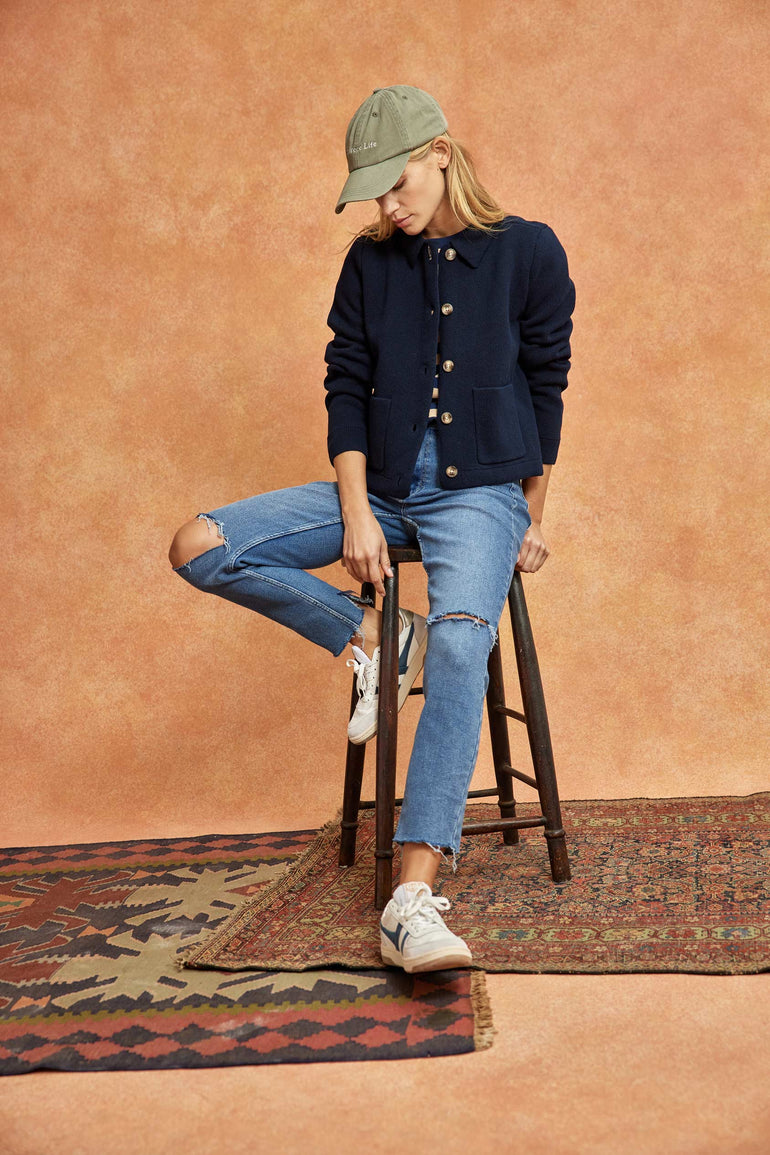 Roslin Navy Knitted Jacket