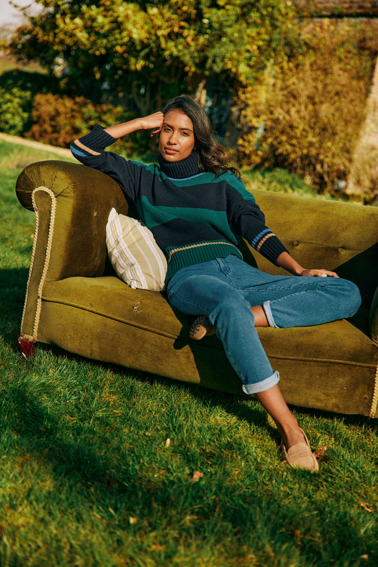 Turriff Pine Stripe Roll Neck Jumper