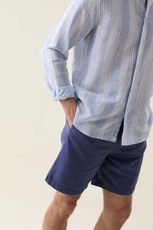 Aker Multi Blues Stripe Linen Shirt