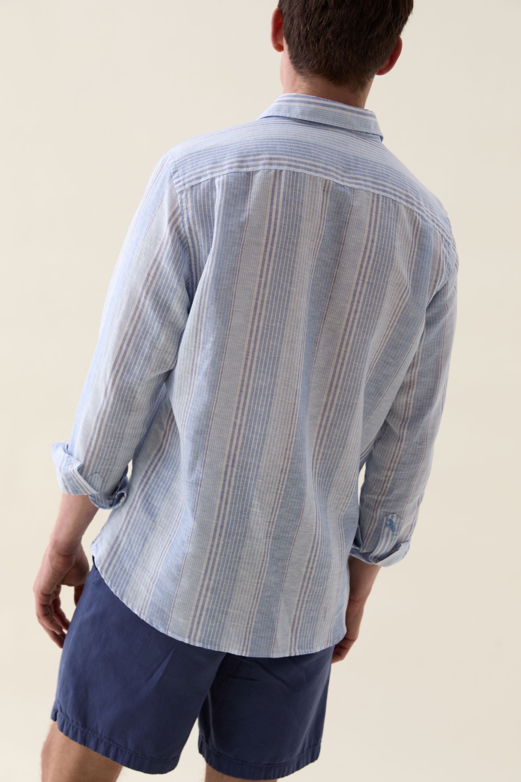 Aker Multi Blues Stripe Linen Shirt