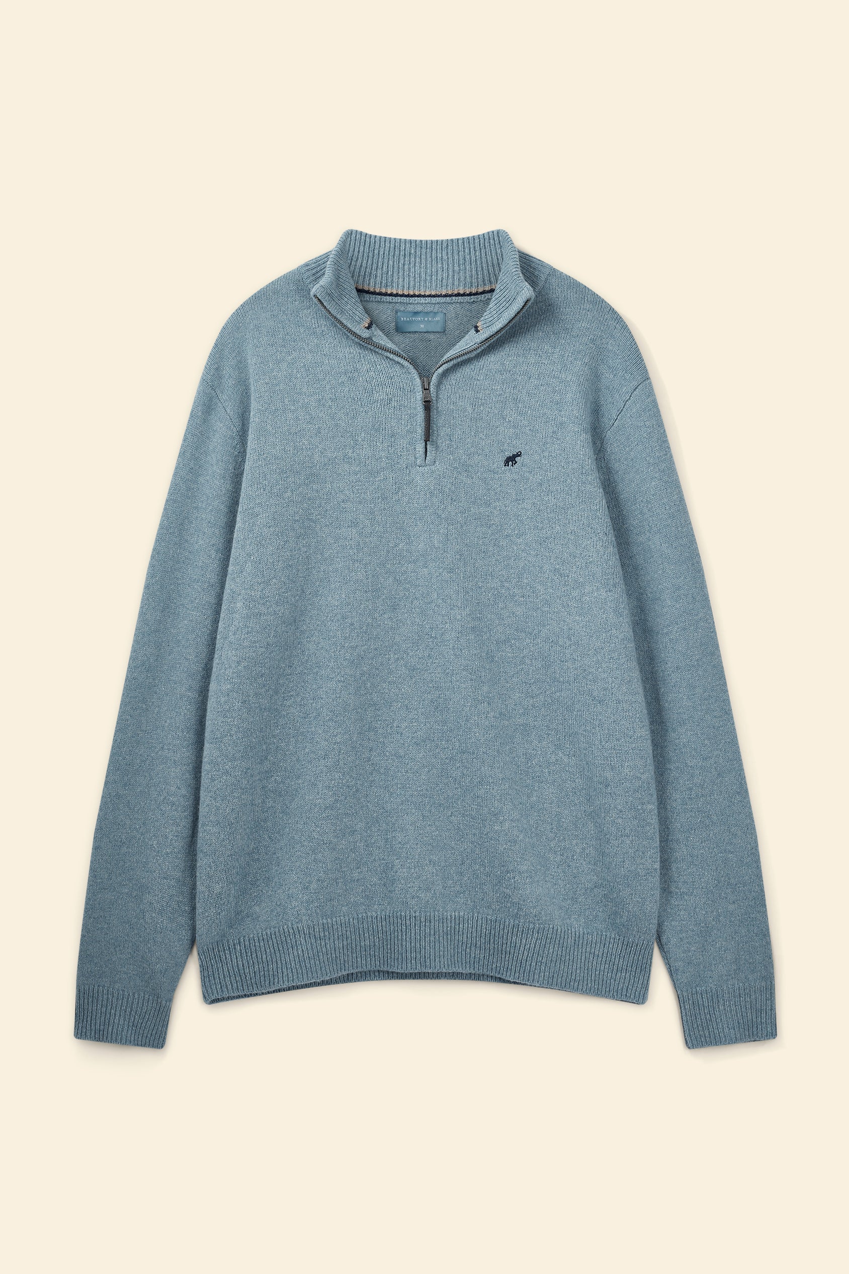 Men's Colesbourne Half Zip Jumper 100% Lambswool in Blue Beaufort