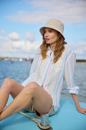 Cambray Multi Stripe Linen Blend Shirt