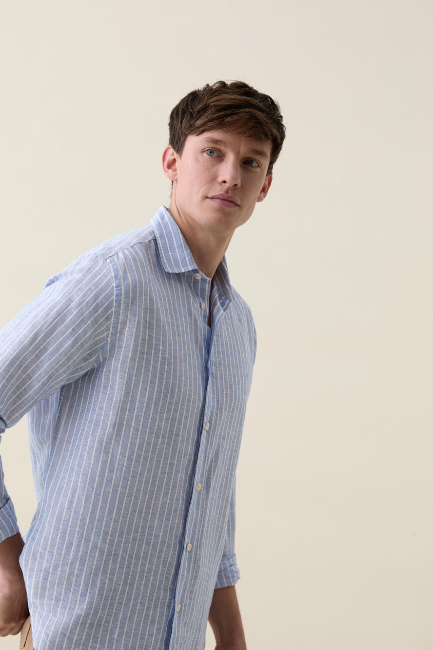 Beacon Blue Stripe Linen Shirt