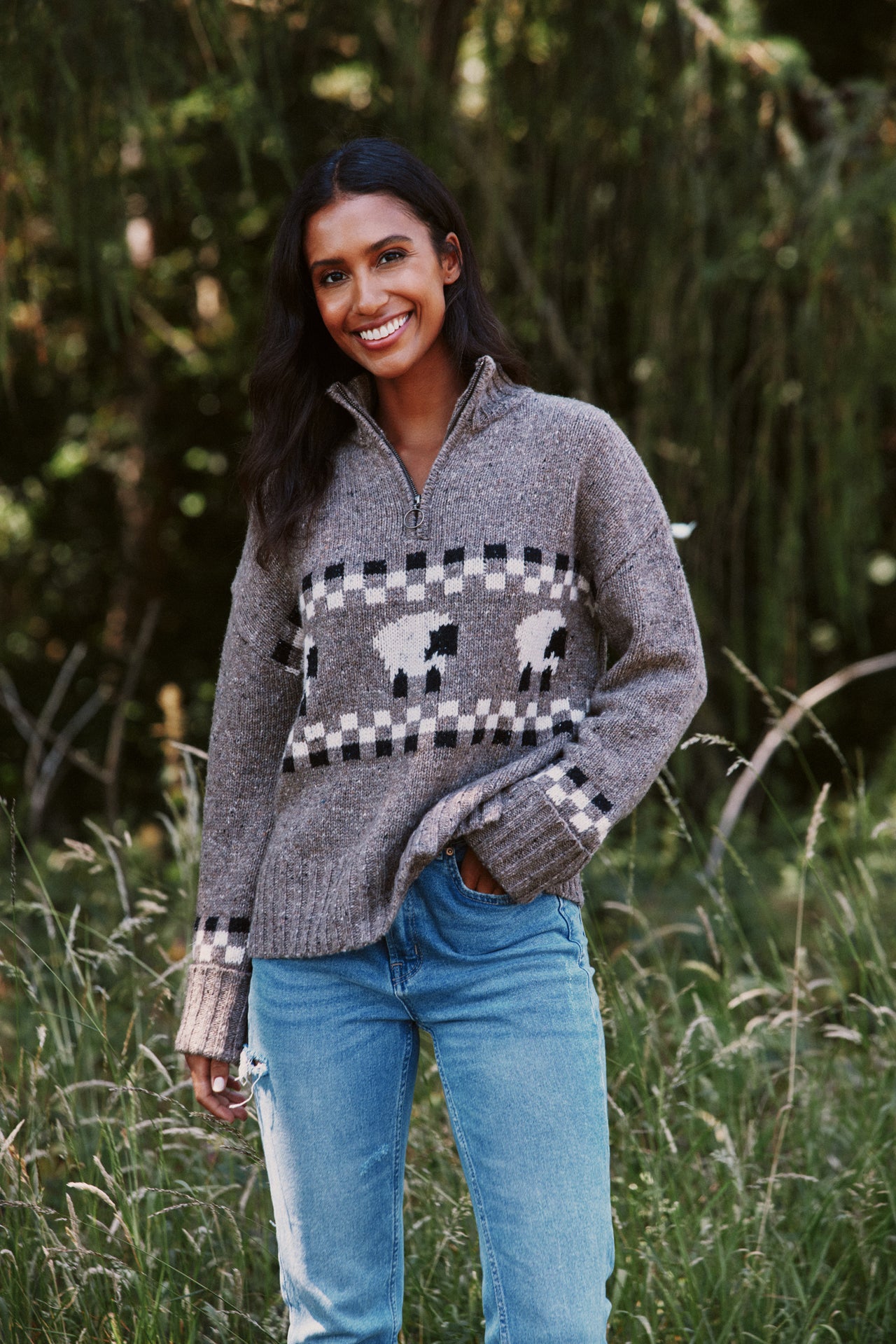 Montadale Sheep Half Zip Jumper