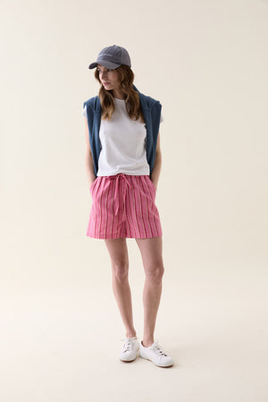 Bodiam Pink Painted Stripe Shorts