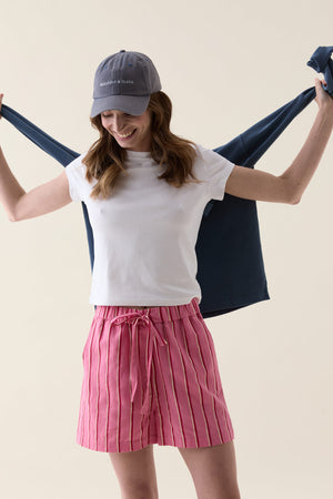 Bodiam Pink Painted Stripe Shorts