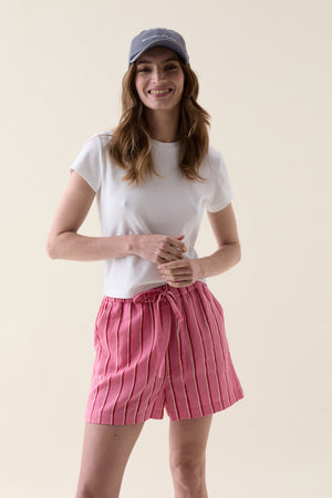 Bodiam Pink Painted Stripe Shorts