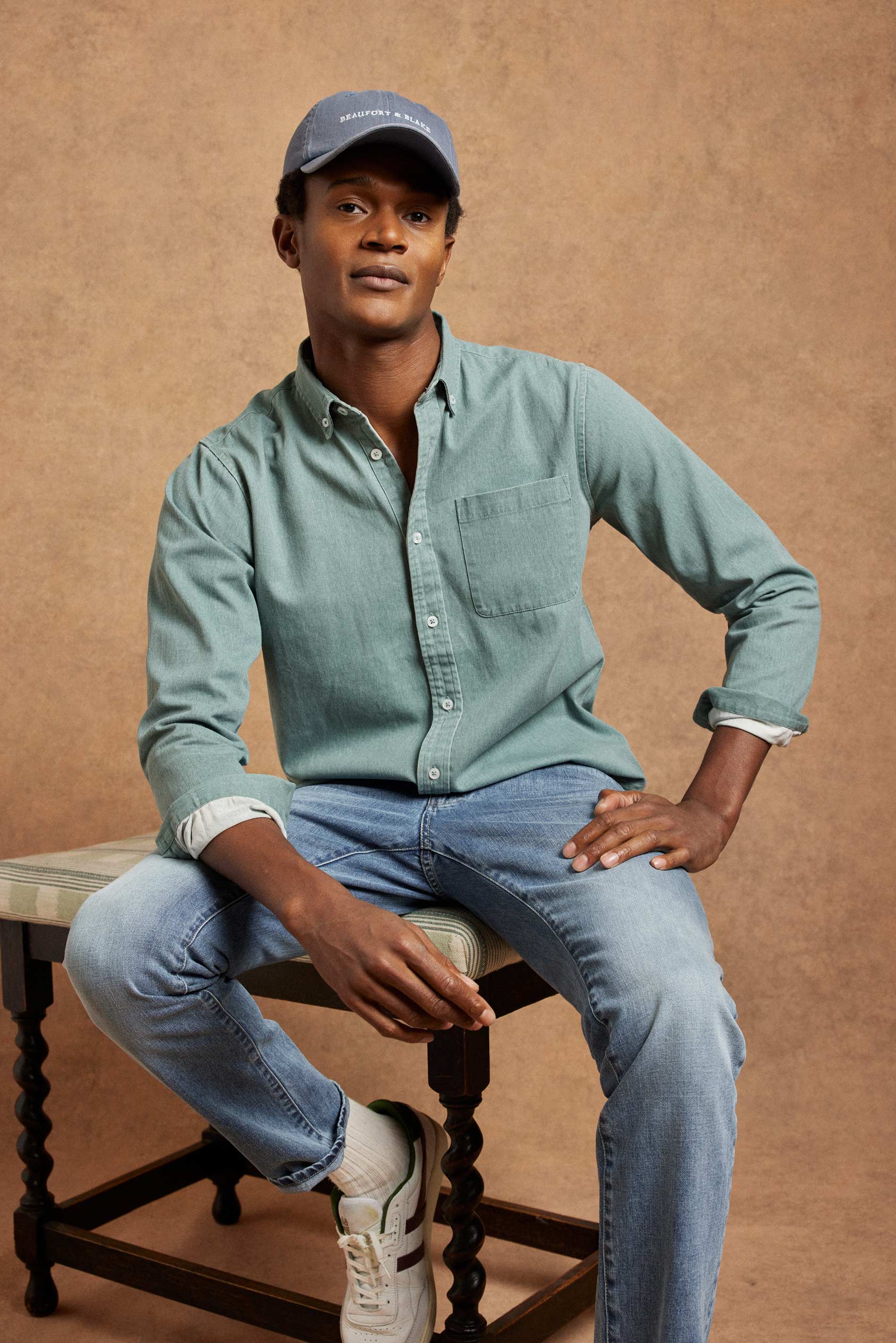 green button down men