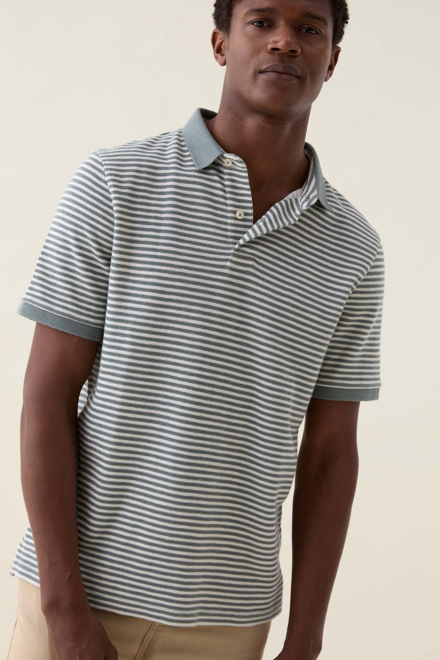 Brookwood Khaki Stripe Polo