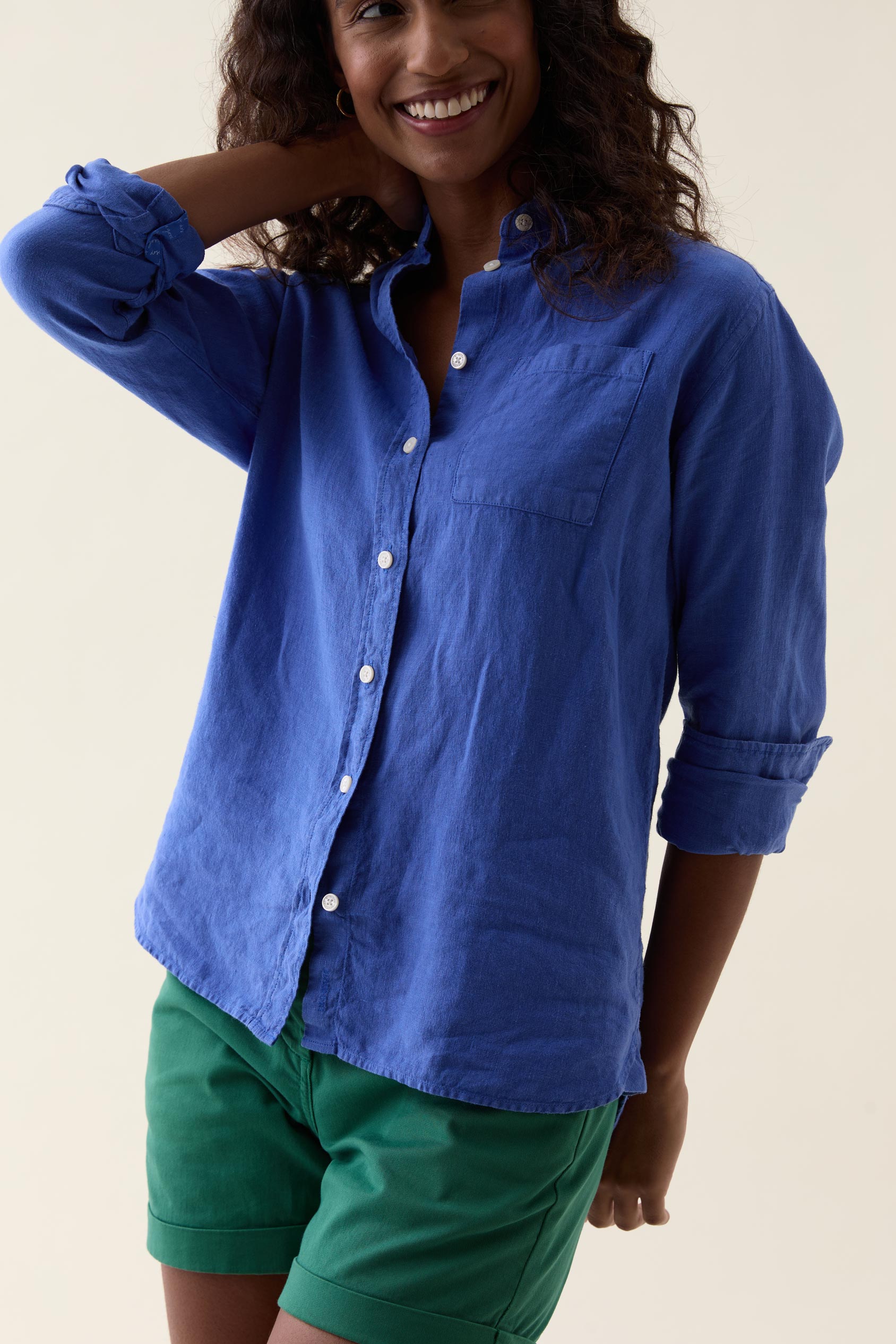 Burley Washed Cobalt Linen Shirt