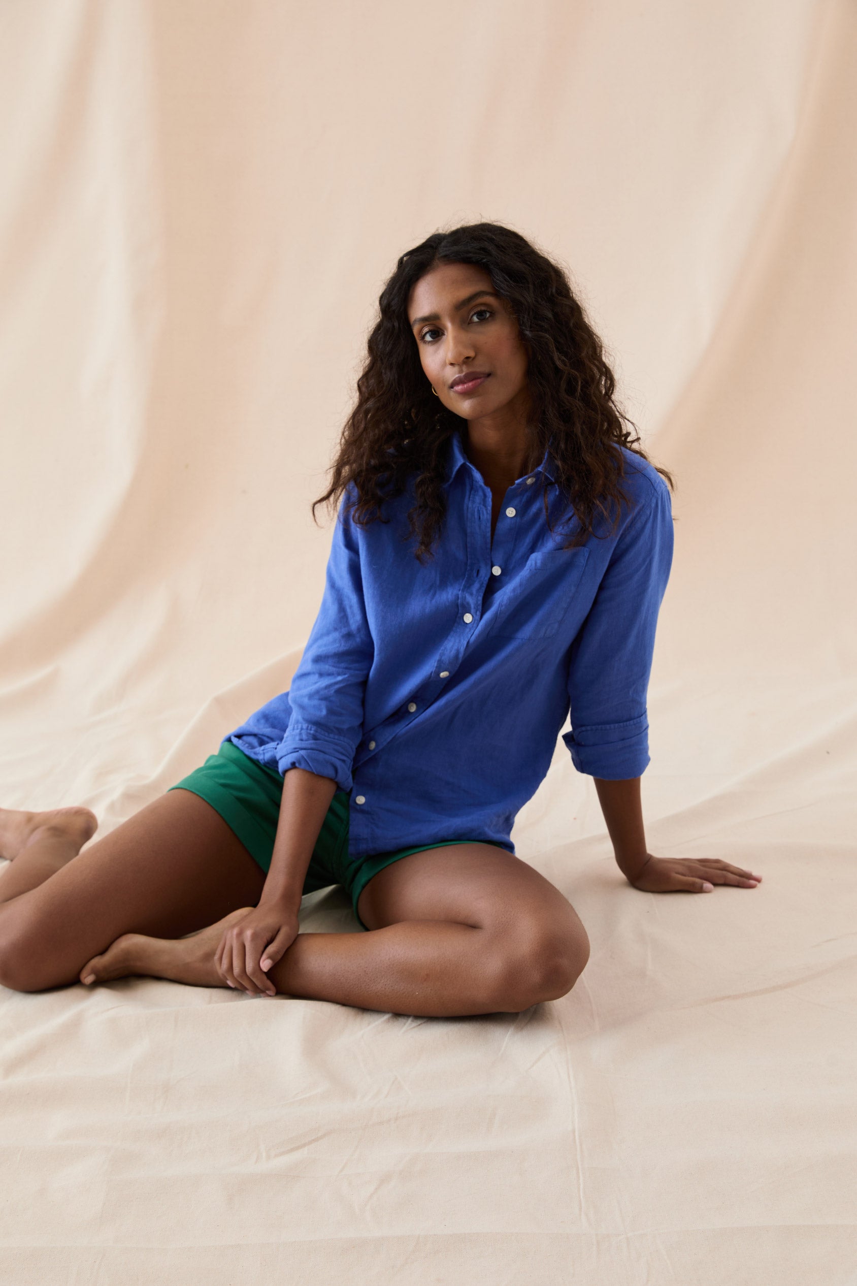 Burley Washed Cobalt Linen Shirt