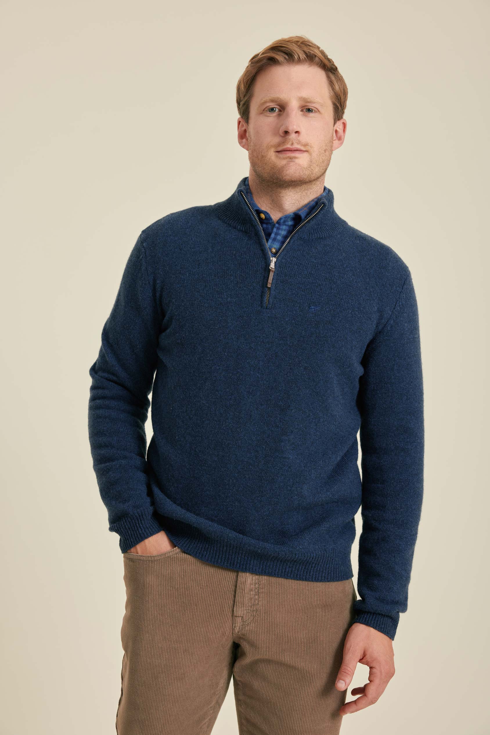 Colesbourne Navy Marl Half Zip Jumper
