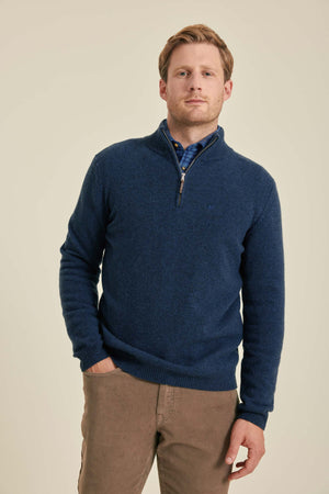 Colesbourne Navy Marl Half Zip Jumper