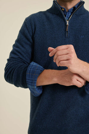 Colesbourne Navy Marl Half Zip Jumper