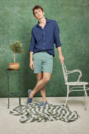 Collard Dusky Sky Linen Cotton Shorts