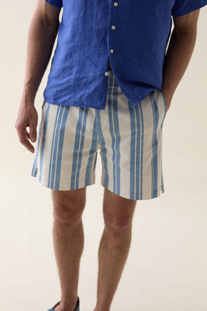 Dunsfold Blue Printed Stripe Shorts