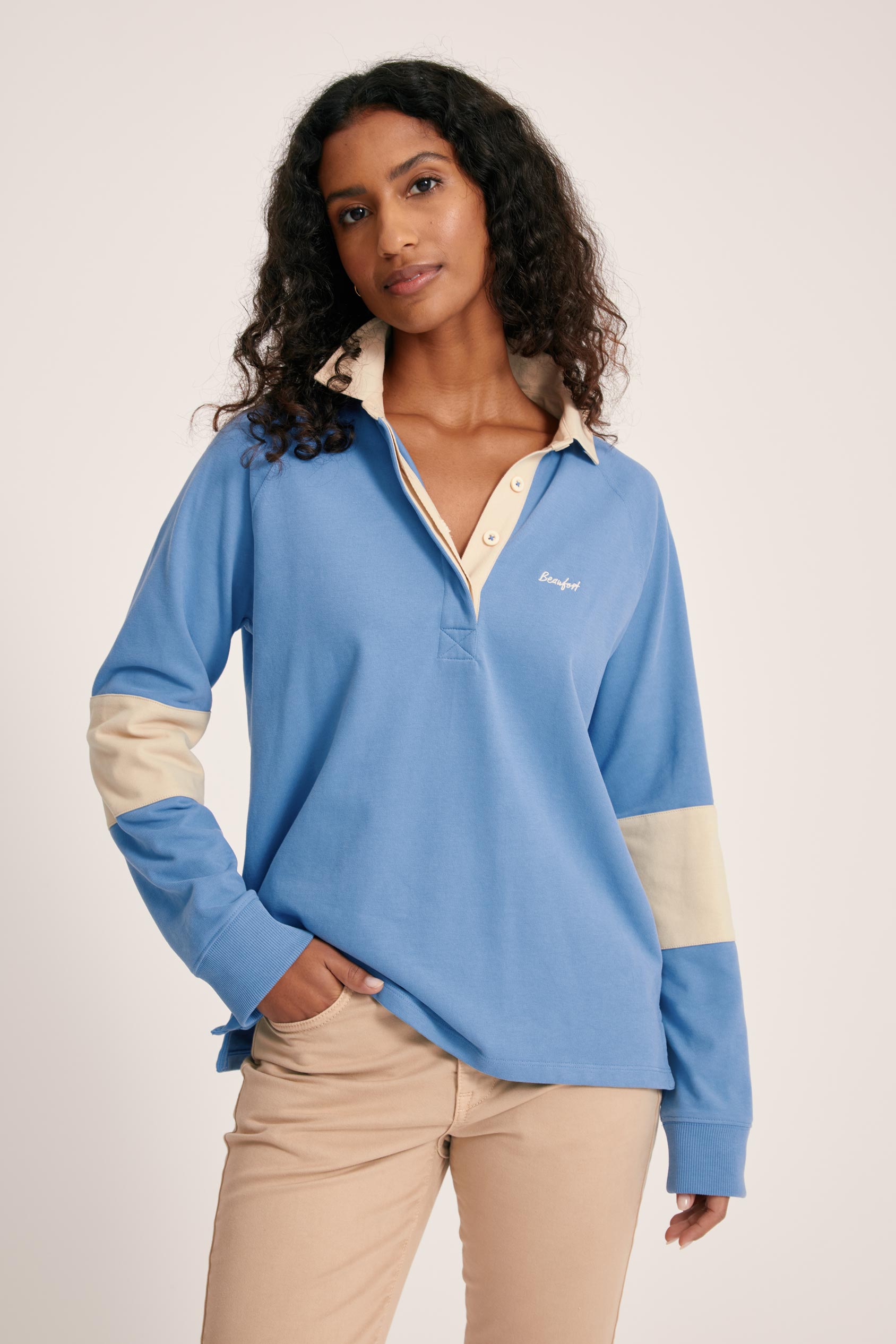 Women's Ennis Colourblock Rugby in Blue Beaufort & Blake